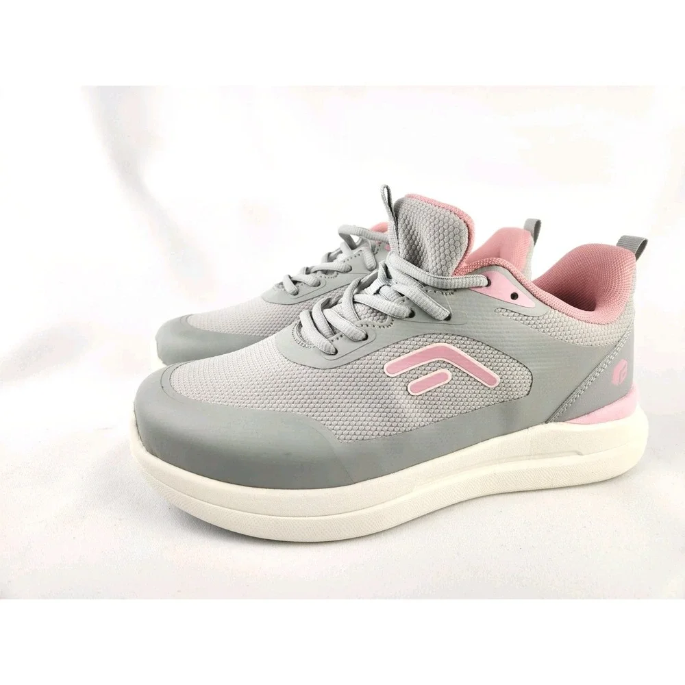 FitVille‎ Womens Sneakers 10.5 W Wide Pink Gray Toe Walking Shoes Training Gym